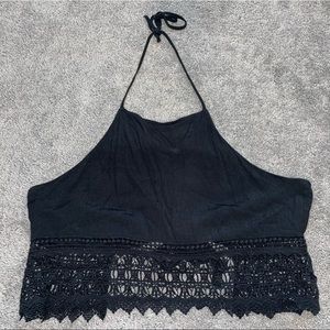 Cropped Halter Top w/ Open Back — American Eagle Outfitters — size XL